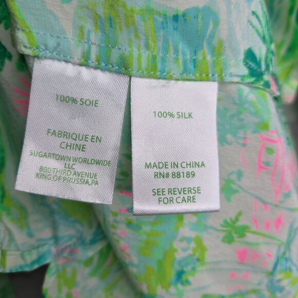 Lilly Pulitzer Elsa Silk Top The Honda Classic Golf Print Green XS 41773 Rare. - Picture 7 of 12